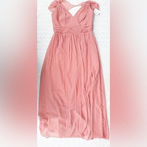 NWT- JENNY PACKHAM JP1021 Desert Cap Sleeve Lux Chiffon Maxi Bridesmaids Dress